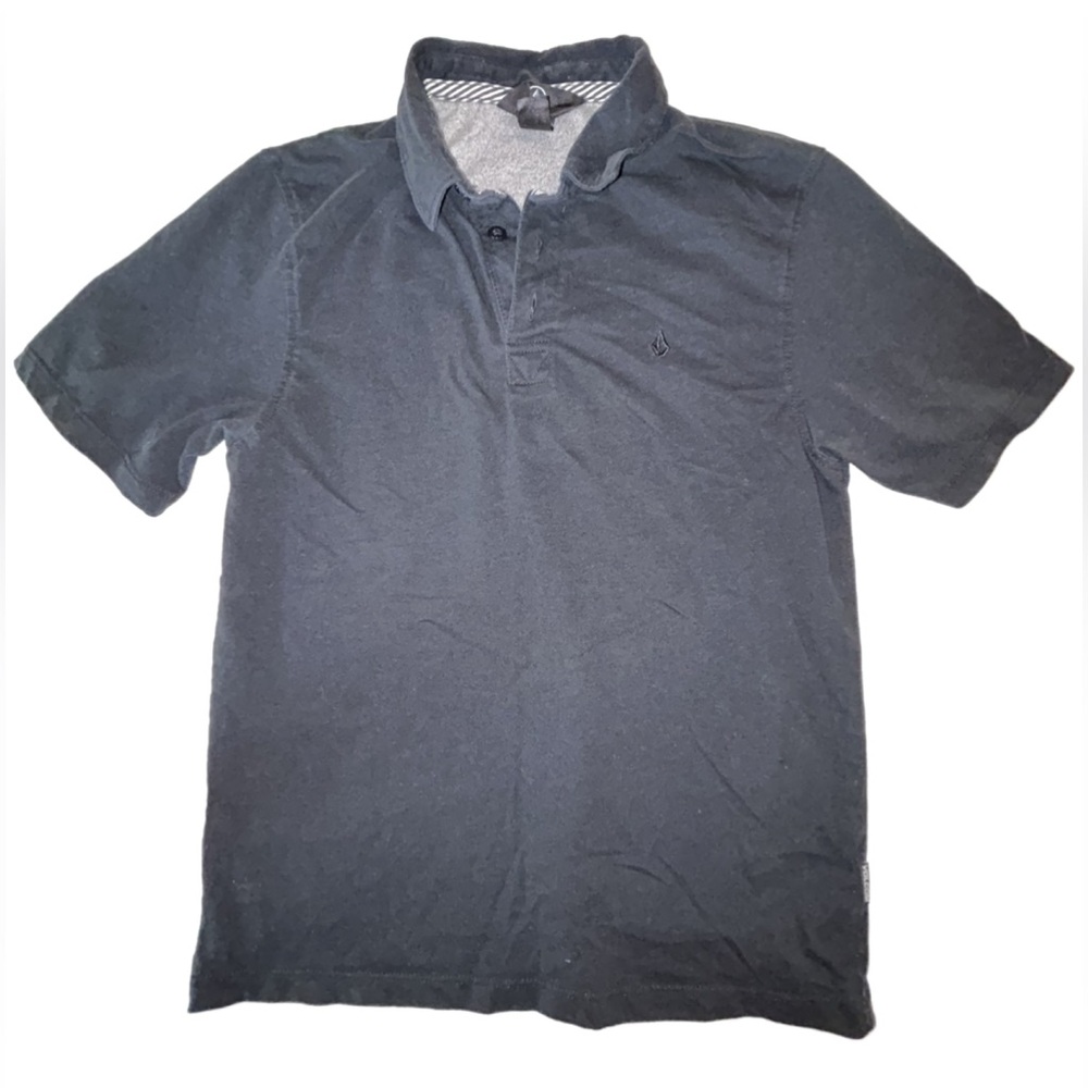 Boys Black Volcom Collared Polo Shirt Size 10